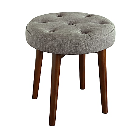 Elle Décor Penelope Round Tufted Stool, Storm Gray/Brown