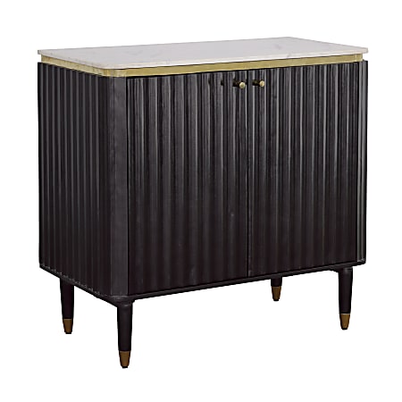 Coast to Coast Faye Transitional 38”W 2-Door Bar Cabinet, Carlyle Black/Gold