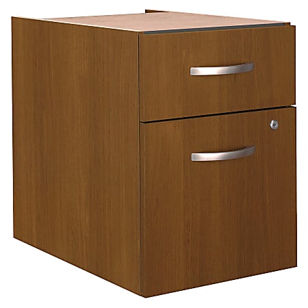 Bush Business Furniture Components 20-1/6"D Vertical 2-Drawer 3/4 Pedestal File Cabinet, Warm Oak, Delivery