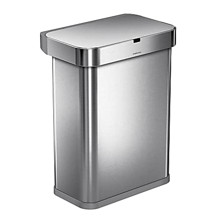 simplehuman Voice And Motion Sensor Garbage Can, 15.3 Gallons, Stainless Steel