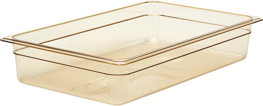 Cambro H-Pan High-Heat GN 1/1 Food Pan, 4"H x 12-3/4"W x 20-7/8"D, Amber, Pack Of 6 Pans