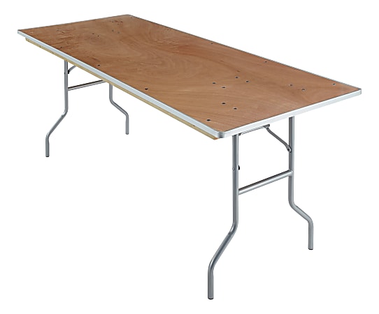 Iceberg Natural Plywood Rectangular Folding Table - Rectangle Top - Folding Base x 30" Table Top Width x 96" Table Top Depth x 0.75" Table Top Thickness - 29" Height - Natural