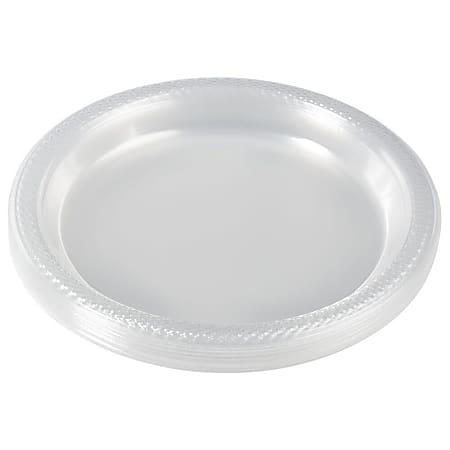 JAM PAPER Round Plastic Party Plates, Small, 7 inch, Clear, 20/Pack 