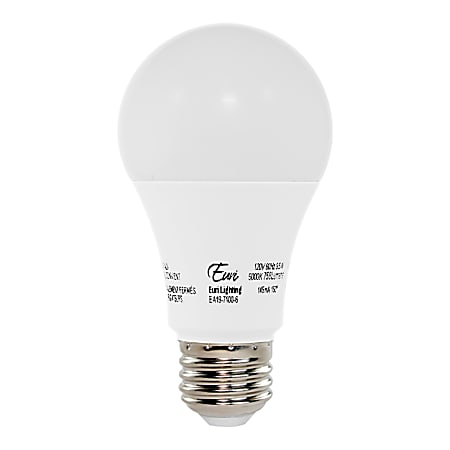 Euri A19 Non-Dimmable 750 Lumens LED Light Bulbs, 9.5 Watt, 5000 Kelvin/Daylight, Pack Of 6 Bulbs