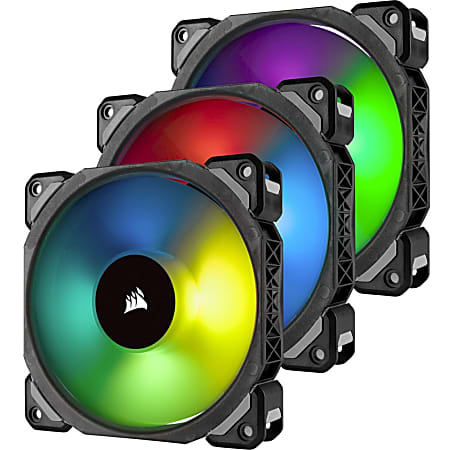 Corsair ML120 PRO RGB Cooling Fan - 3 Pack - 4.72" Maximum Fan Diameter - 353.8 gal/min Maximum Airflow - 1600 rpm - 25 dB(A) Noise - Magnetic Levitation - 4-pin PWM - RGB LED - Plastic - 3 pc(s) - Retail - Case