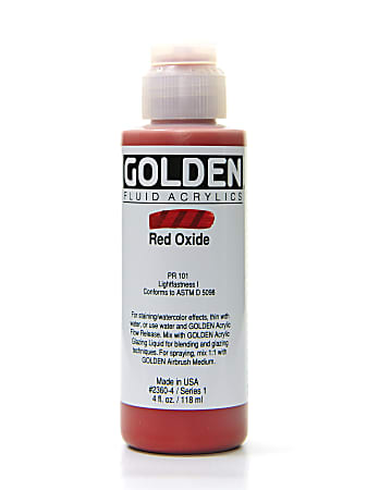 Golden Fluid Acrylic Paint, 4 Oz, Red Oxide