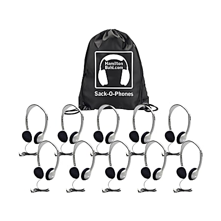 HamiltonBuhl™ HA2 Sack-O-Phone Headphones, Silver, Pack Of 10