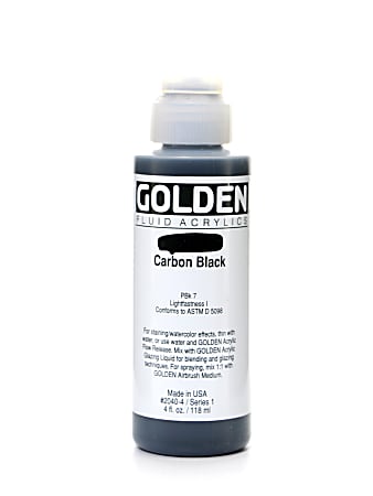 Golden Fluid Acrylic Paint, 4 Oz, Carbon Black