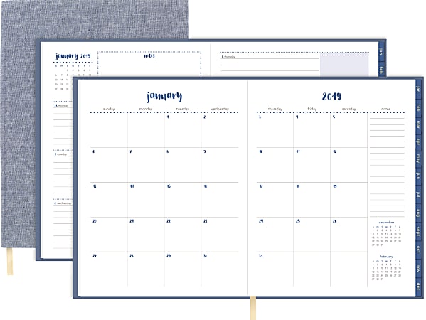 Office Depot® Brand Material Girl Weekly/Monthly Planner, 8-1/2" x 11", Blue, January to December 2019