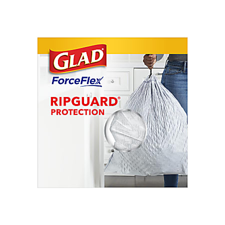 Glad ForceFlexPlus Advanced Protection Tall Kitchen Drawstring Trash Bags - Febreze Fresh Clean 13 Gallon 56 Ct