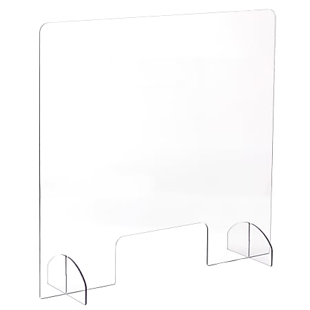 Safco® Portable Freestanding Acrylic Sneeze Guard, With Document Pass-Through, 28"H x 30"W x 8"D, Clear