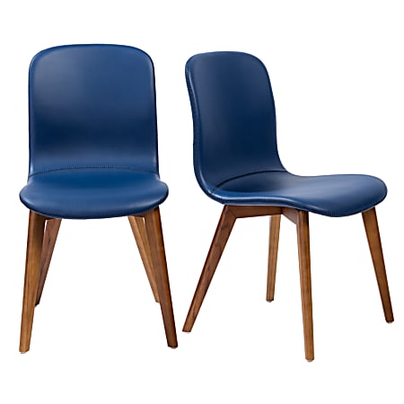 Eurostyle Mai Side Chairs, Blue/Walnut, Set Of 2 Chairs