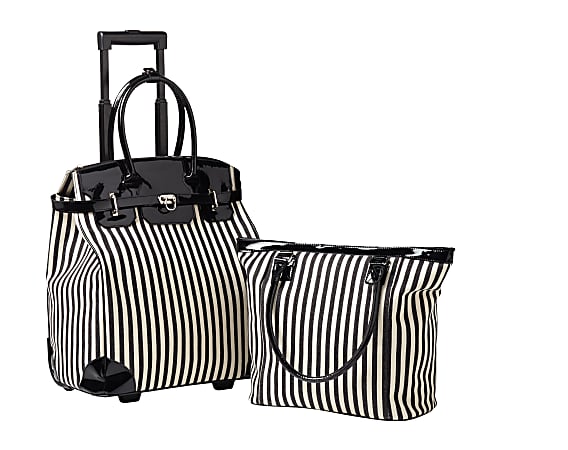 Orbit Ava Rolling 2-Piece Luggage Set, Black/White