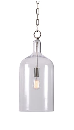 Kenroy Home Capri 1-Light Pendant Lamp, Brushed Nickel/Clear