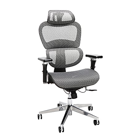 OFM Core Collection Model 540 Ergo Mesh High-Back Chair With Headrest, Gray, Black/Chrome