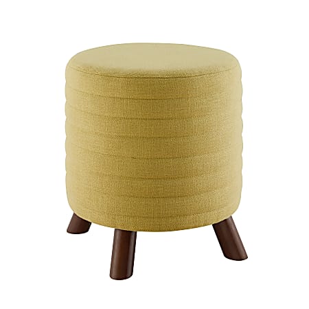 Linon Ramath Round Stool, Mustard/Dark Walnut