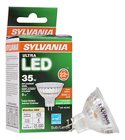 Sylvania LEDvance MR16 Dimmable 425 Lumens LED Light Bulbs, 6 Watt, 3000 Kelvin/Warm White, Case Of 6 Bulbs