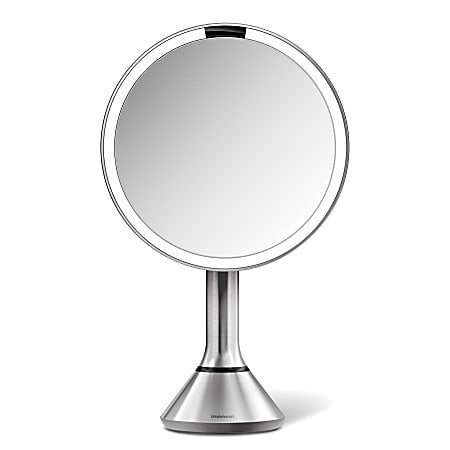 simplehuman Sensor 5X Magnification Round Make-Up Mirror, 8", Stainless Steel