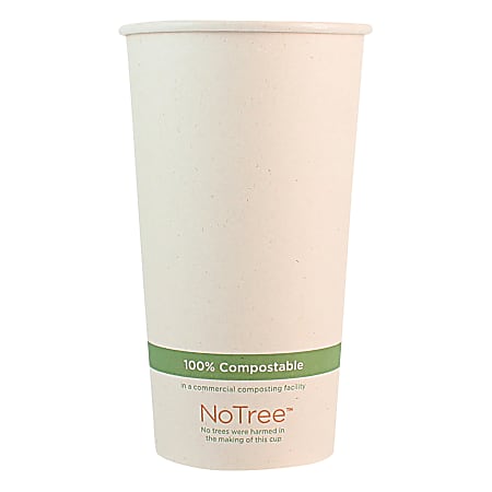 World Centric NoTree Paper Hot Cups, 20 Oz, Natural, Pack Of 1,000 Cups