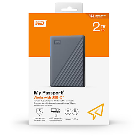 Western Digital My Passport Portable Hard Drive 2TB Silicon Gray