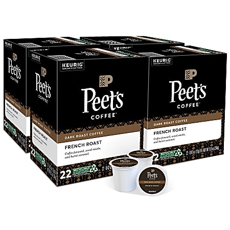 Peet's® Coffee & Tea Single-Serve Coffee K-Cup®, French Roast, 22 Pods Per Box, Set Of 4 Boxes