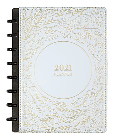 TUL® Discbound Monthly Planner Starter Set, 8-1/2" x 5-1/2", Ice Blue/Gold Foil, January To December 2021