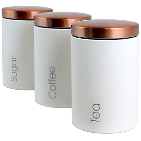 MegaChef Essential 3 Piece Kitchen Storage Canister Set Matte GrayCopper -  Office Depot