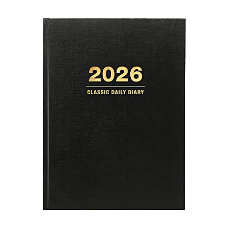 2025-2026 Global Excello Brands Standard Diary Daily/Monthly Journal Planner, 6” x 8", Black, November 2025 To December 2026