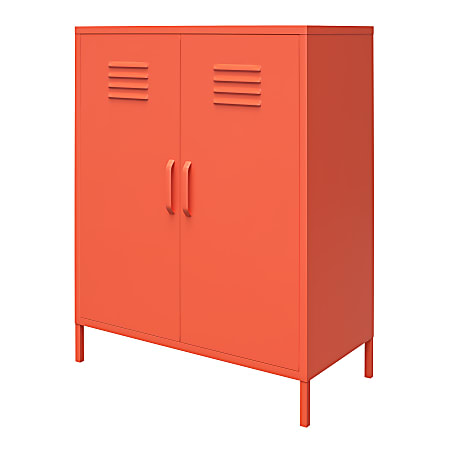 Ameriwood™ Home Cache 2-Door Metal Locker Storage Cabinet, 40”H x 31-1/2”W x 15-3/4”D, Orange