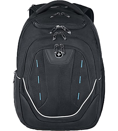 SwissDigital Terabyte Business Backpack With 15.6" Laptop Pocket, Black/Blue