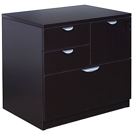 Boss Office Products Combo 31”W x 22”D Lateral 4-Drawer File Cabinet, Mocha