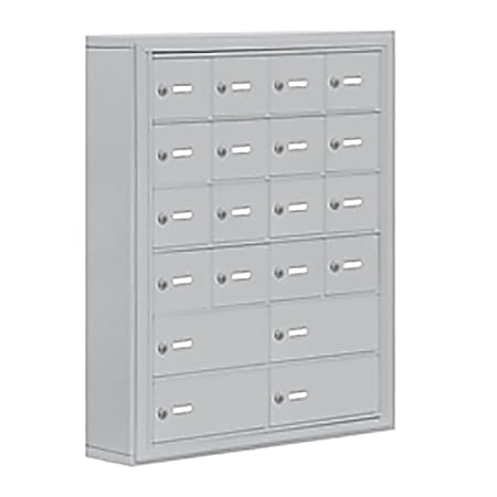 Salsbury Cell Phone Aluminum Storage Locker, 6 Doors (16 A Doors/4 B Doors), 36 1/2" x 30 1/2", Aluminum