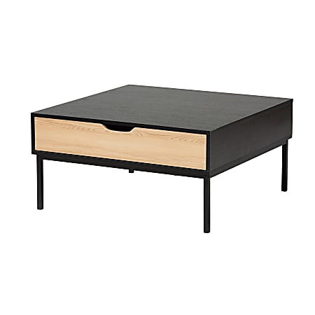 Baxton Studio Haben Modern And Contemporary Coffee Table, 15-3/4”H x 31-1/2”W x 31-1/2”D, Oak Brown/Black