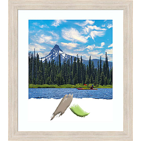 Amanti Art Rectangular Narrow Wood Picture Frame, 23” x 27" With Mat, Hardwood Whitewash