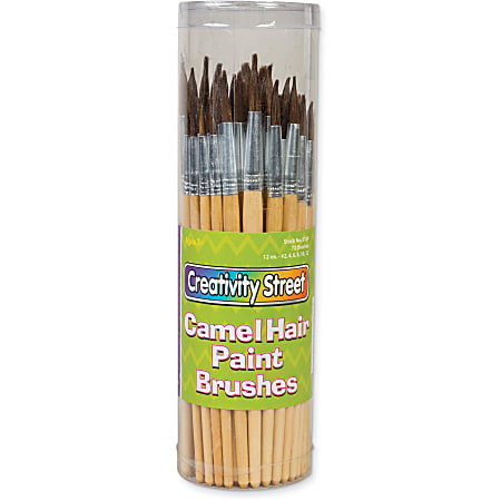 Creativity Street Camel Hair Paint Brushes, Assorted Colors, 12 Each of Sizes No. 2-12, Pack Of 72