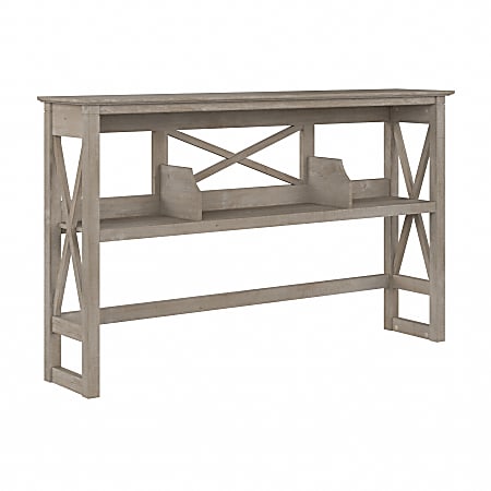 Bush® Furniture Key West 60"W Desk Hutch, Washed Gray, Standard Delivery