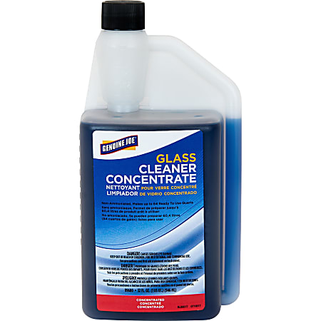 Genuine Joe Non-Ammoniated Glass Cleaner - Concentrate - 32 fl oz - Non Ammoniated, Non-streaking, Lint-free - Blue - 99680