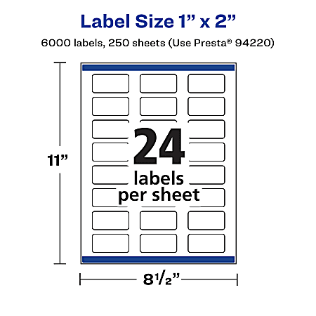 Avery Permanent Labels With Sure Feed 94220 WMP250 Rectangle 1 x 2