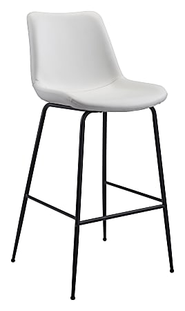 Zuo Modern Byron Bar Chair, White/Black