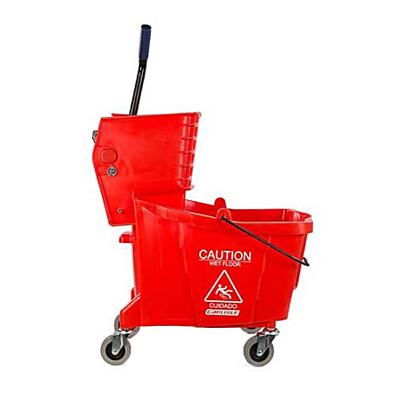 Carlisle Mop Bucket With Wringer, 35 Qt, Red