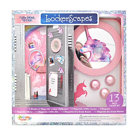 Inkology 10-Piece Locker Accessory Set, Unicorn