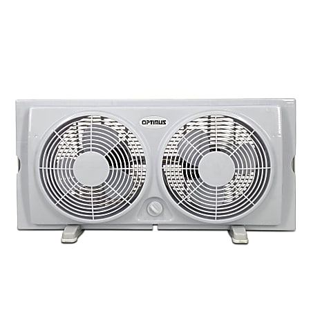 Optimus 7" Twin Window Fan, 10" x 22", White