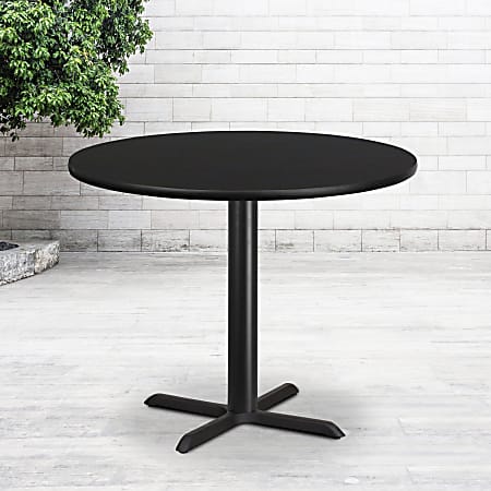 Flash Furniture Round Hospitality Table With X-Style Base, 31-1/8"H x 42"W x 42"D, Black