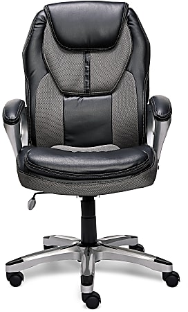 Serta Works Bonded Leather Mid Back Office Chair With Back In Motion  Technology IvorySilver - Office Depot