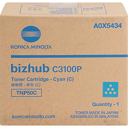 Konica Minolta TNP50C Original Laser Toner Cartridge - Cyan - 1 Each - 6000 Pages