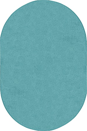 Joy Carpets® Kids' Essentials Oval Area Rug, Just Kidding™, 7-1/2' x 12', Seafoam