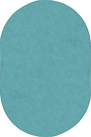 Joy Carpets® Kids' Essentials Oval Area Rug, Just Kidding™, 7-1/2' x 12', Seafoam