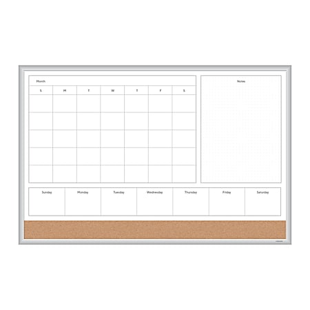 U Brands 4N1 Magnetic Dry Erase Combo Board, 35" x 23" Inches, Silver Aluminum Frame