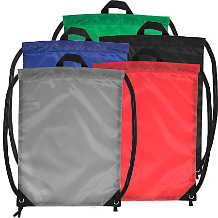 Trailmaker Drawstring Backpacks, Black/Blue/Red/Gray/Green, Set Of 48 Backpacks