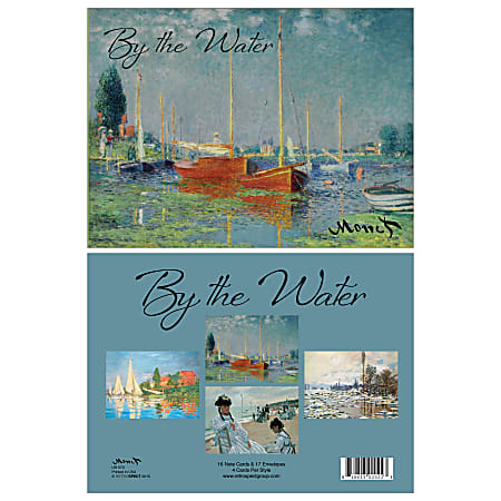 Retrospect Blank Note Cards With Envelopes, 5 3/8" x 7 1/8", By The Water - Claude Monet, Pack Of 20